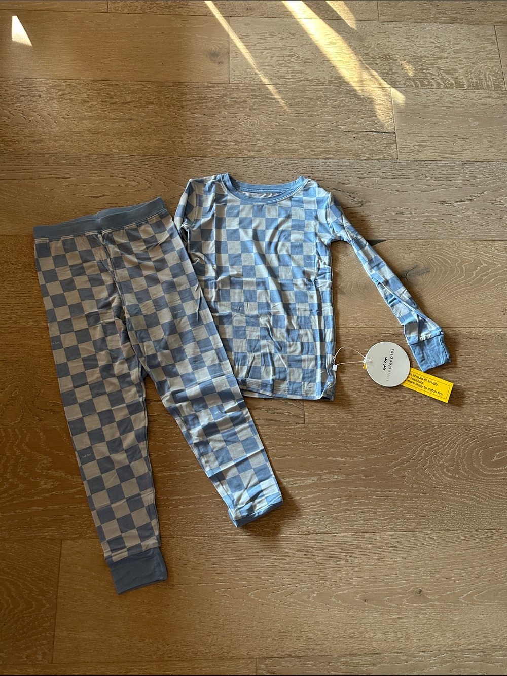 Little Sleepies Light Blue Checkered Kids Pajama Set